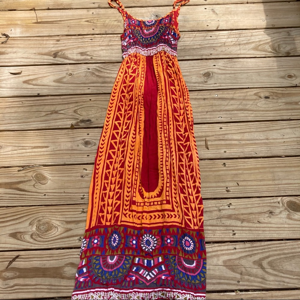 Chelsea & Violet Open Back Boho Pompom Dress Sz M